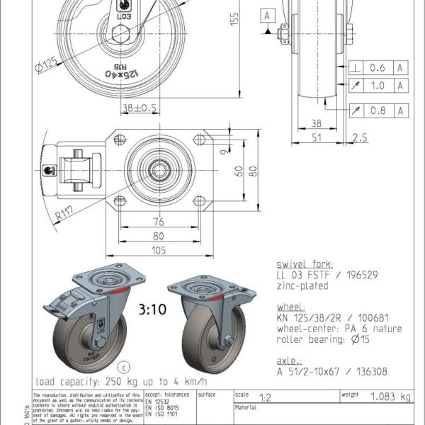 70256 Wicke KN LL 03/125/38R-FSTF-S (Braked)